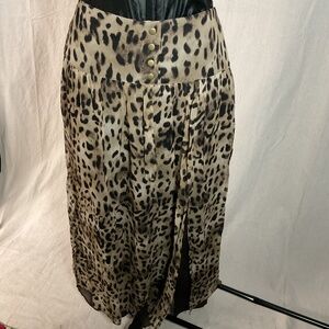 Leopard Print Silk Maxi Skirt